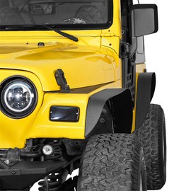 Hooke Road 4Pcs Steel Front &Rear Fender Flares Rocker Guard for 1997-2006 Jeep Wrangler TJ