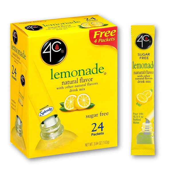 4C Powder Drink Mix | Singles Stix, On the Go | Refreshing Water Flavorings | 24 count (Lemonade)