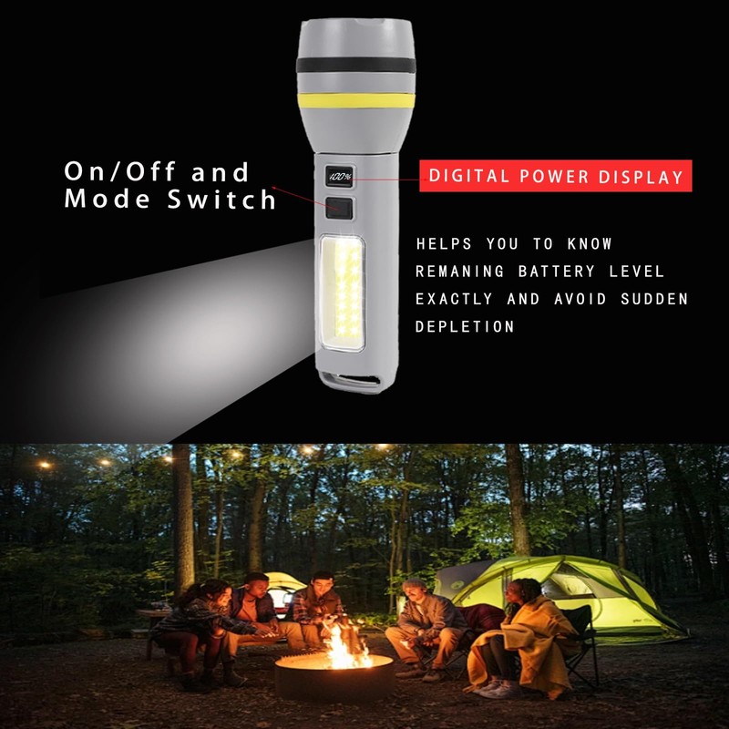 Hilngav Solar/USB-C Rechargeable High Lumens LED Flashlight, 4 Modes Flashlights