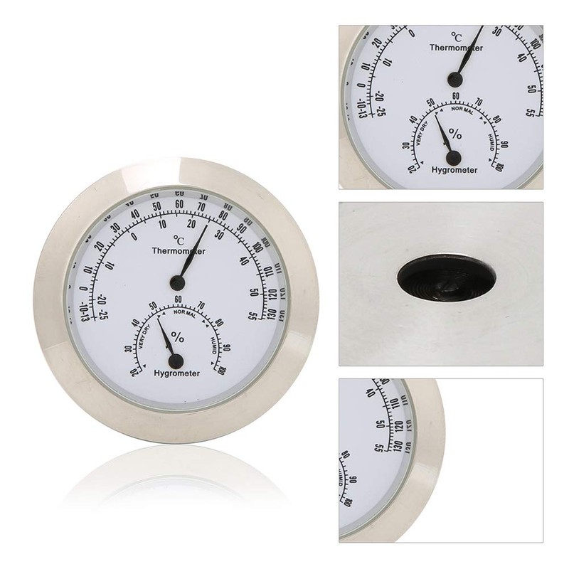 Round Hygrometer, Portable Exquisite Hygrometer, for Guitar Violin(Silver, 12)