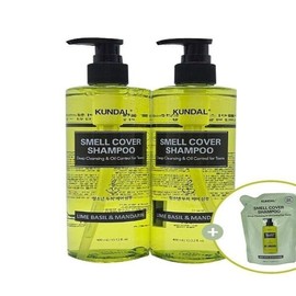 Kundal All Day Smell Cover Youth Shampoo Lime Basil & Mandarin 400ml x 2 + Refill (SH) - Basic / 쿤달 올데이 스멜커버 청소년 샴푸 라임 바질 앤 만다린 400ml 2개 + 리필(SH) - 기본