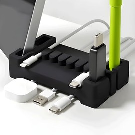 CordBrick DeskBrick by 1 paq Organizador de Cables con Peso, Soporte para teléfono de Escritorio, Organizador de Escritorio para el hogar, Oficina, Regalo para Hombres y Adultos, Color Negro