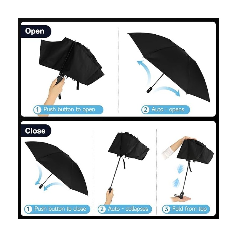 ALLBASA Automatic Folding Folding Umbrella - Windproof, Lightweight & Compact