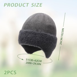 TUONYIS 2 Stück Wintermütze für Herren Damen, Mütze mit Ohrenklappen, Strickmützen Beanie Warme Wintermütze, Sportmütze Skimütze Winter Mütze mit Ohren für Außenbereich