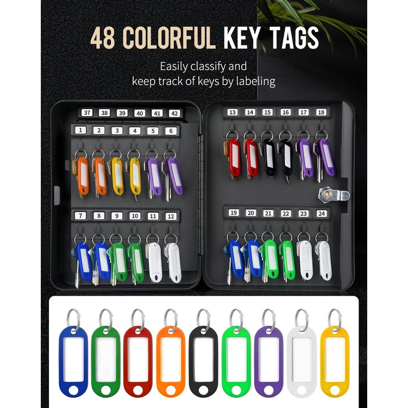 Uniclife 48-Key Steel Key Cabinet with 2 Unlocking Keys Wall