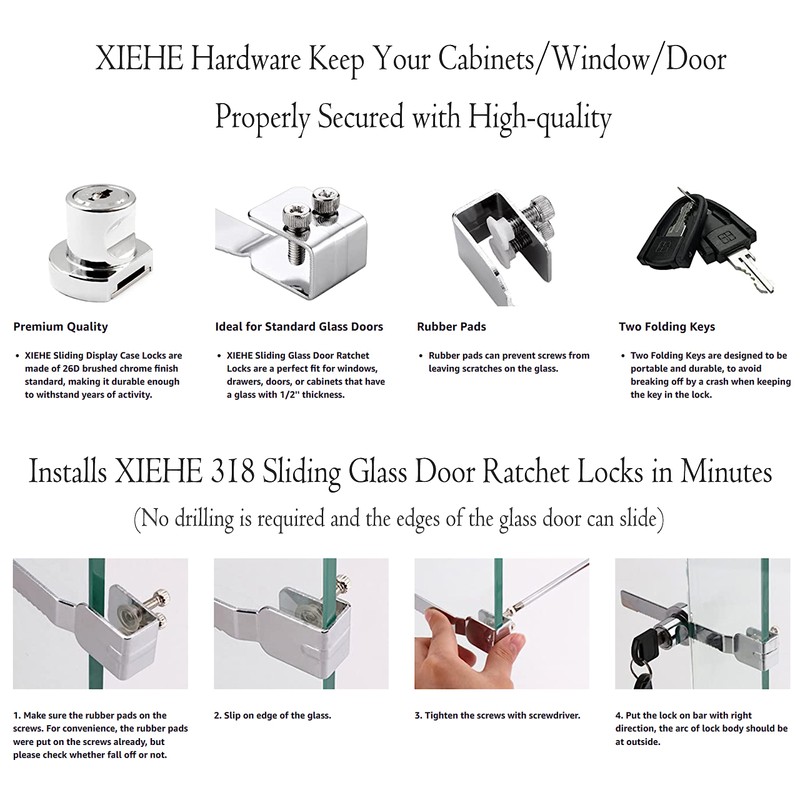 XIEHE 318 Sliding Window Locks, Closet Locks for Sliding Glass