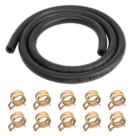 6 mm Motorcycle Fuel Hose Kit, Petrol Hose, Motorcycle Fuel Filter Hose Kit, 1 Metre Diesel Hose and 10 Hose Clamps, Diesel Hose Line Spring Clips Set for Car Tractor