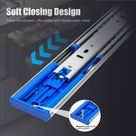 SLIDEWAY 200 Lbs Soft Close Heavy Duty Drawer Slides 1 Pair 14 16 18 20 22 24 26 28 Inch Full Extension Ball Bearing Sliding Rails Cabinet Runners Tracks Tool Box Glides-Soft Closing 16"