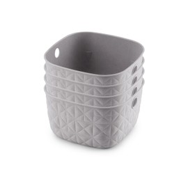 CURVER Softex 4x 3L Storage Baskets, 100 percent Recycled Material, Lightweight, For Bathroom, Living Room, Kitchen, Taupe