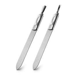 BEZOX 4 in 1 Maniküre-Set, 2pcs Nagelfeilen (Grob- und feinkörnigen Feilenflächen, Reinigungsspitze), Nagelhautentferner Set (Nagelhauttrimmer- Gabel, Nagelhautschieber)