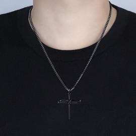 SuoFrun 2Pcs Stainless Steel Cross Nail Necklace Vintage Punk Men Women Jesus Christ Couple Friendship Pendant Necklace Christian Jewelry -2 Pcs Nails Cross Necklace