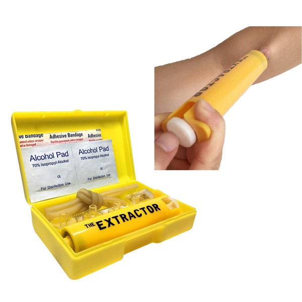 Insect Bug Bee Sting Snake Bite Venom Extractor Suction Kit Tool Sting Pump First Aid Safety Fast Emergency for Hiking Backpacking Camping Yellow Color