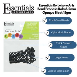 Essentials by Leisure Arts Czech Rola Bead Opaque Black 6.2mm 15gm – Czech Glass Beads for Jewelry Making, Czech Beads for DIY Bracelets, Necklaces, and Craft Projects