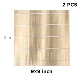 LUTER 9x9.5 Inch Natural Bamboo Sushi Rolling Mat Sushi Making Tool Sushi Roller for Making Sushi(2pcs)