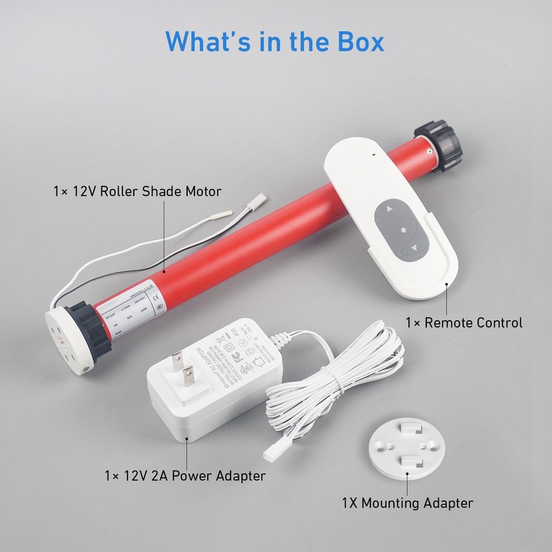 12V Roller Shade Motor Kit – Includes Motor, 12VDC 2A
