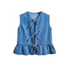 SweatyRocks Girl's Sleeveless Denim Top Tie Front Ruffle Jean Vest