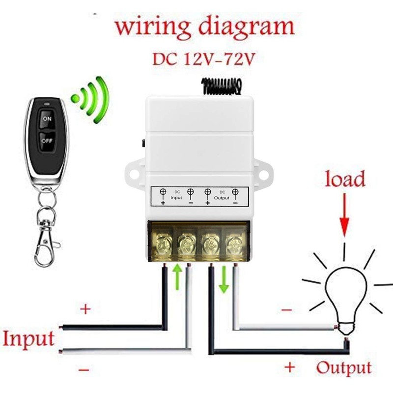 DONJON Wireless Remote Switch with 328ft Long Range DC 12V/24V48V/72V