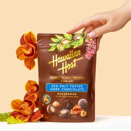 Hawaiian Host Paradise Collection - Sea Salt Toffee Dark Chocolate Macadamia Nuts - 8 Oz Bag