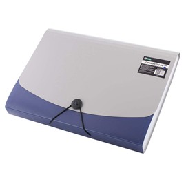 D.RECT 5888 Expanding File Document Organiser Folder with Compartments Document Folder 12 Compartments A4 Blue 7538