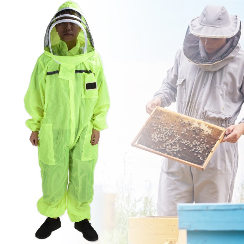 Beekeeping Suit Fluorescent Green One Piece Zipper Design Breathable Beekeeper