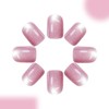 Short Pink Press on Nails Glossy Glitter Fake Nails Square