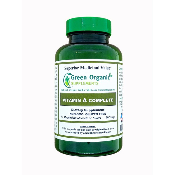 Green Organic Supplements Vitamin A, Retinyl Palmitate, 90 VCaps, 15000IU, Hand Made, Non-GMO, & Gluten Free (Pack of 1)