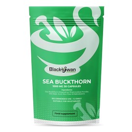 Black Swan Sea Buckthorn Capsules - 1000mg Rich in Omega Fatty Acids Antioxidant Formula Immune System Skin Health Support Natural Supplement - 30 Caps 1 Month Supply