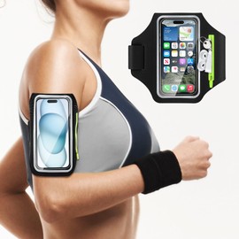 6.8'' Running Phone Holder with Earphone Bag, Phone Holder for Running Armband Accessories for Phones up to 6.9"Waterproof Arm band Belt with Car Key Pocket