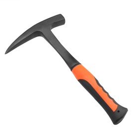 28 oz Rock Pick Hammer, 12 Inch Rock Hammer, All Steel Rock Pick, Rock Pick Hammer with Pointed Tip and Shock Reduction Grip for Mining, by GENHAKON.