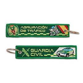 Traffic Group Keyring Civil Guard Police of Spain Green Embroidered Shield Army of Land and Civil Guard, green, 14.5 x 3cm