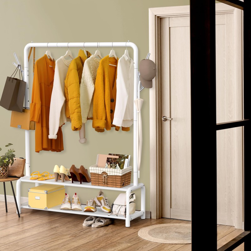 Simple Houseware 52-Inch Freestanding Closet Garment Rack with Storage Shelves