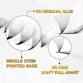 CharmO'clock 15D Ultra Volume Lash Extensions 0.07mm Thickness 8-16mm Mixed Length Premium Cashmere Lashes Super Matte Black Finish For Volume Lash Experts(15D 0.07 8-16mm)