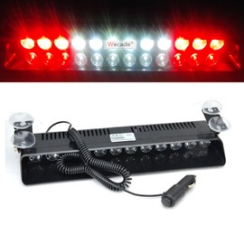 Wecade® 12w 12 Leds Car Truck Emergency Strobe Flash Light Windshield Warning Light (Red/White/White/Red)