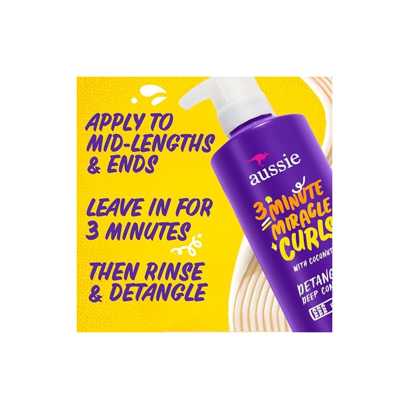 Aussie 3 Minute Miracle Curls Conditioner 16 Ounce Pump (475ml)