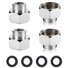 4 PCS Water Line Adapter, Pipe Fittings in 1/2" Female to 3/8" Male Reducer Adapter, Faucet Supply Hose Adapter, Compression Fitting for Kitchen Bathroom Faucet, Pipe Connector with Rubber Washer