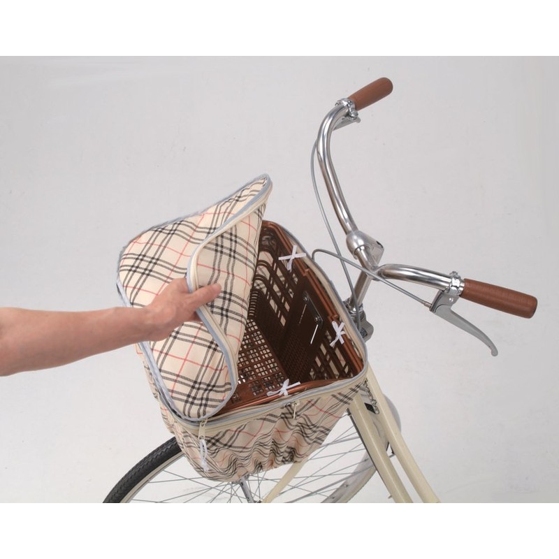川住製作所 自転車 2段式前カゴカバー KW-258FR ベージュチェック