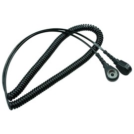 WETEC Spiral Cable with Push Button, ESD, Black, 10/10 mm, 2.4 m (Connection Cable, Earth Cable, Wrist Coiled Cable, Wrist Band, ESD Cable, Earth Wire)