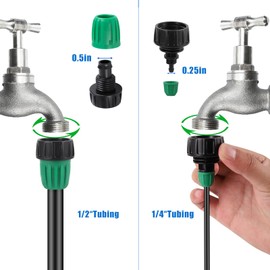 NRWRTY Leak-Proof Drip Irrigation Kit,Quick Connect Irrigation System,2025 New Lock Barbed Garden Watering System with 1/4 inch 1/2 inch Irrigation Tubing Hose for Garden,Raised Garden Bed, Lawn