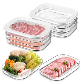 Qulkws 6 Pcs Deli Meat Container for Fridge Stackable Bacon Cheese Container Lunch Meat Food Storage Boxes with Lid for Cold Cuts, Cheese, Lunchmeat, Salami