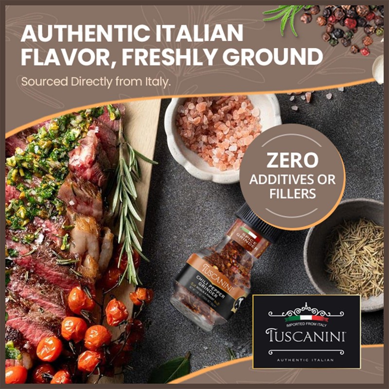 Tuscanini Premium Chili Pepper Spice Grinder, 1.06oz | Freshly Ground