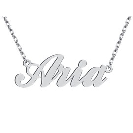 Stainless Steel Silver Aria Name Necklace Nameplate Charm Necklaces Womens Mom Birthday Valentine Jewelry