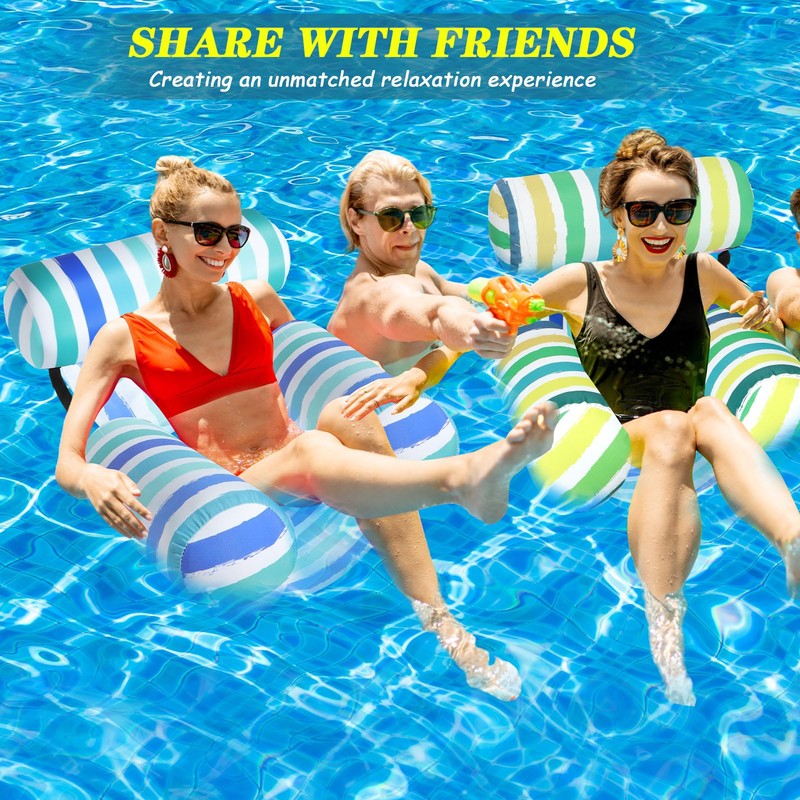 Blueweenly 6 Pcs Inflatable Pool Floats Chairs Adult Floating Lounge