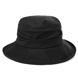 Comhats Womens Rain Bucket Sun Hats Wide Brim Waterproof Hat for Ladies UPF Walking Fishing Kayaking with Chin Cord Foldable Packable Adjustable Black