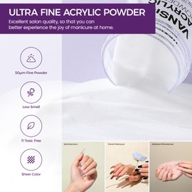 VANSISOS Acrylic Nail Kit: 30g Clear Acrylic Powder and 75ml Liquid Set with Nail Brush and Forms Nails Extension Kit for Beginners for Home DIY Salon Nails Application