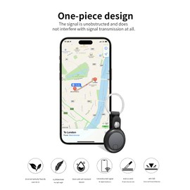 Protective Case for AJBLG Air Tag Tracker, Keychain with Anti-Lost Tracker, Durable and Stylish, Waterproof, Drop-Proof for Dogs, Cats, Black, 2 Pack