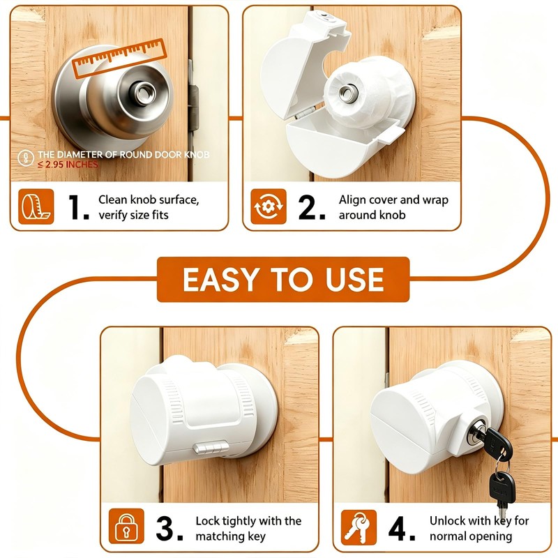 Child Proof Door Knob Cover Lock for Dementia Elderly Safety