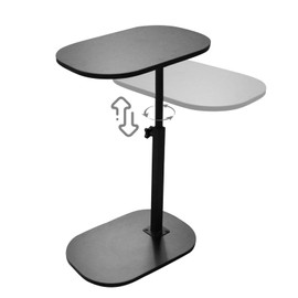 diceevil Side Table, C Shaped Side Table for Couch and Recliner Swivel/Adjustable Height, Sofa Table with Heavy Base for Sofa Bed Bathroom Study TV, Brown