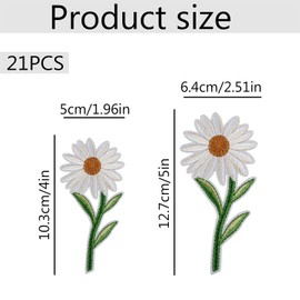 Lotsdonxia 21 Pcs Mixed Color Embroidered Applique Iron-On Patches Daisy Flower Designs for DIY Decoration Repair on Hats Clothing Scarves and Backpacks
