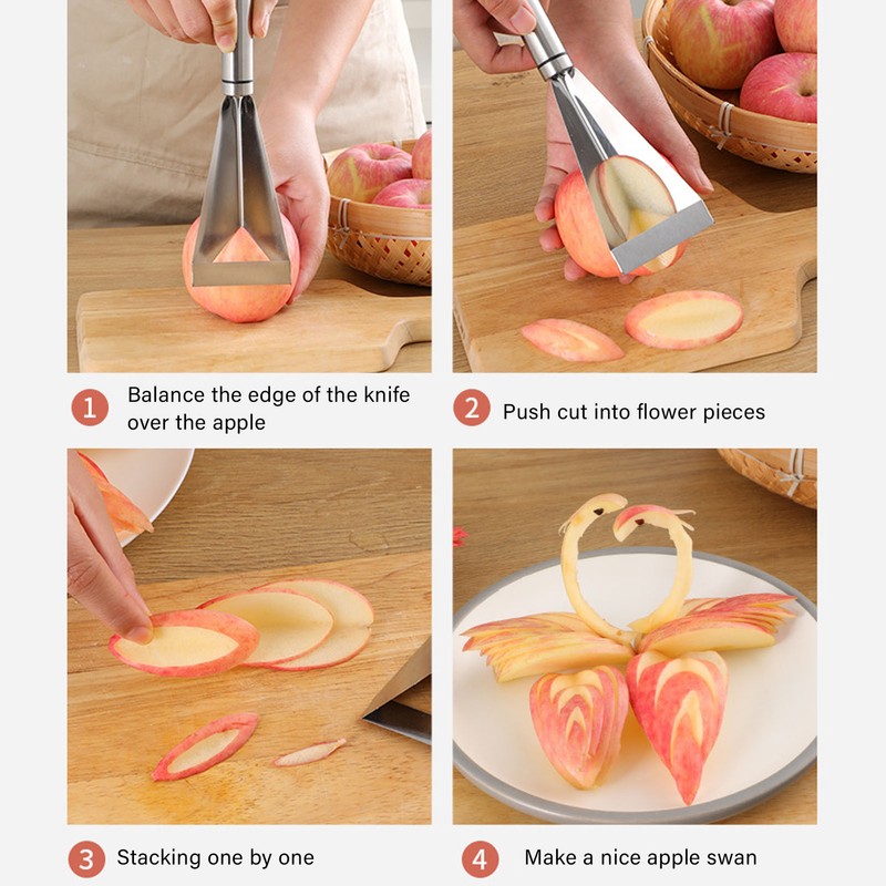 Fruit Vegetable Carving Knife Stainless Steel Triangular Shape Channel Knife