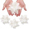 12 Pcs Poinsettia Artificial Flowers, Christmas Glitter White Flowers Ornaments